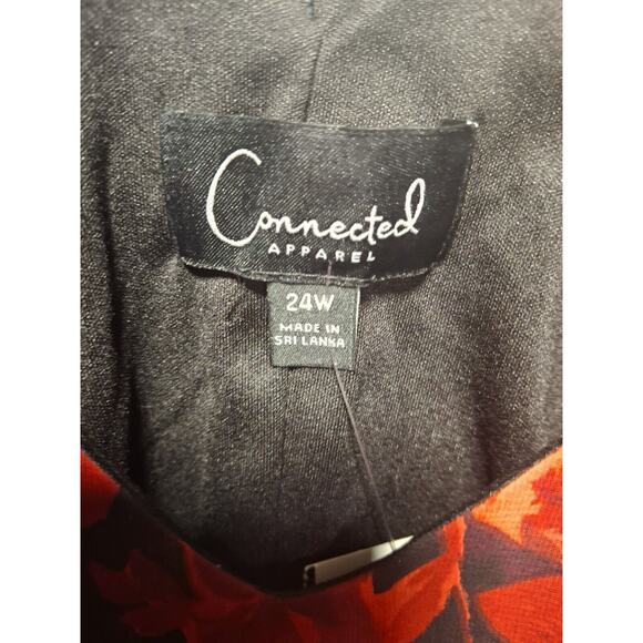 Connected Apparel 24W Red Floral Sheath Dress Cocktail Wedding Guest Date Night - Picture 3 of 7